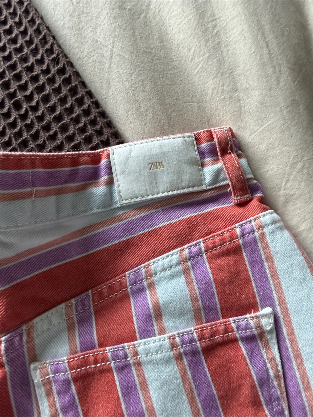 Zara Multicolor Striped High-Rise Jean Shorts - Picture 4 of 4